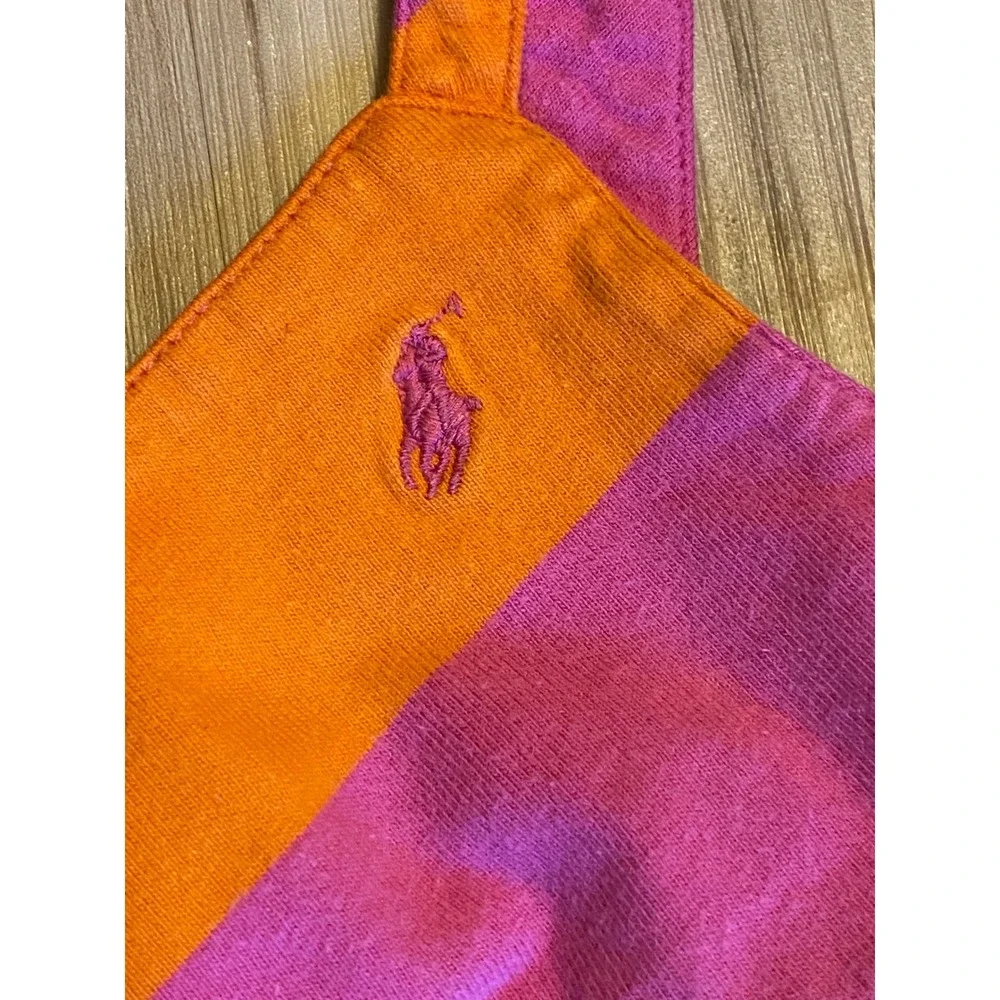 Ralph Lauren Girls Pink Orange Striped Cotton Jersey Sun Dress 3T Sleeveless